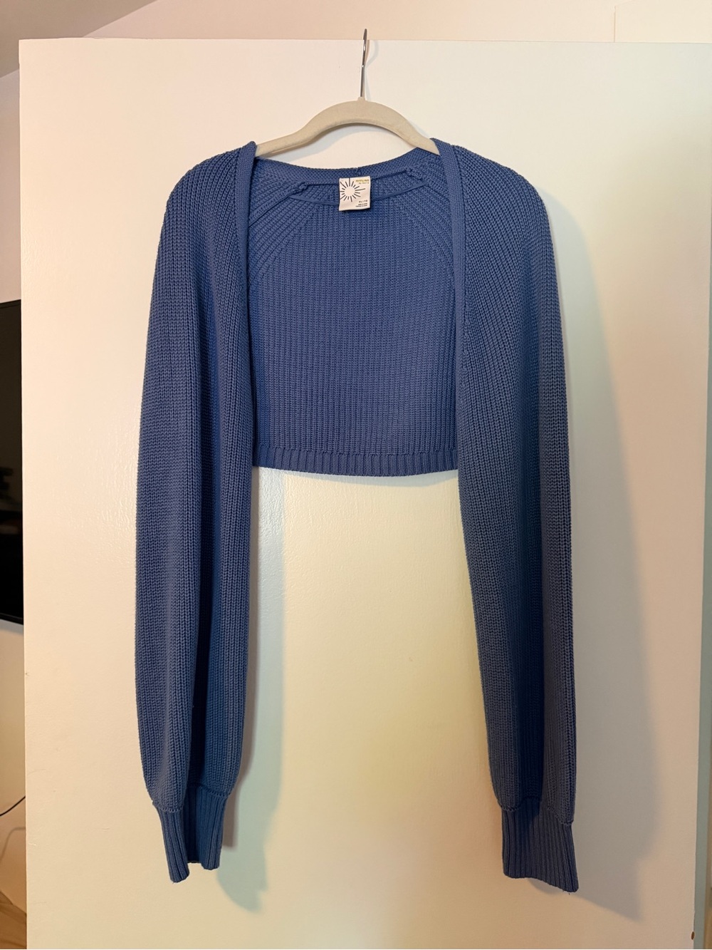 Aerie OFFLINE Cozy Cropped Knit Bolero Sweater in Dusty Blue